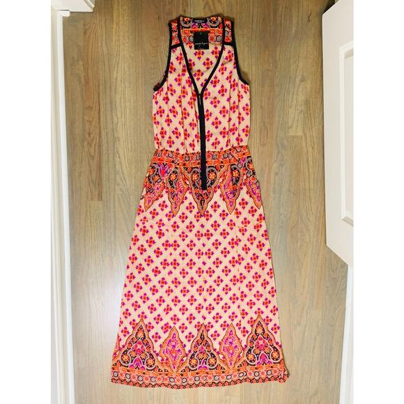 NANETTE LEPORE Long Sheer Dress Sz 6 Multi CoverUp Floral Sleeveless Pockets NWT - Picture 1 of 4